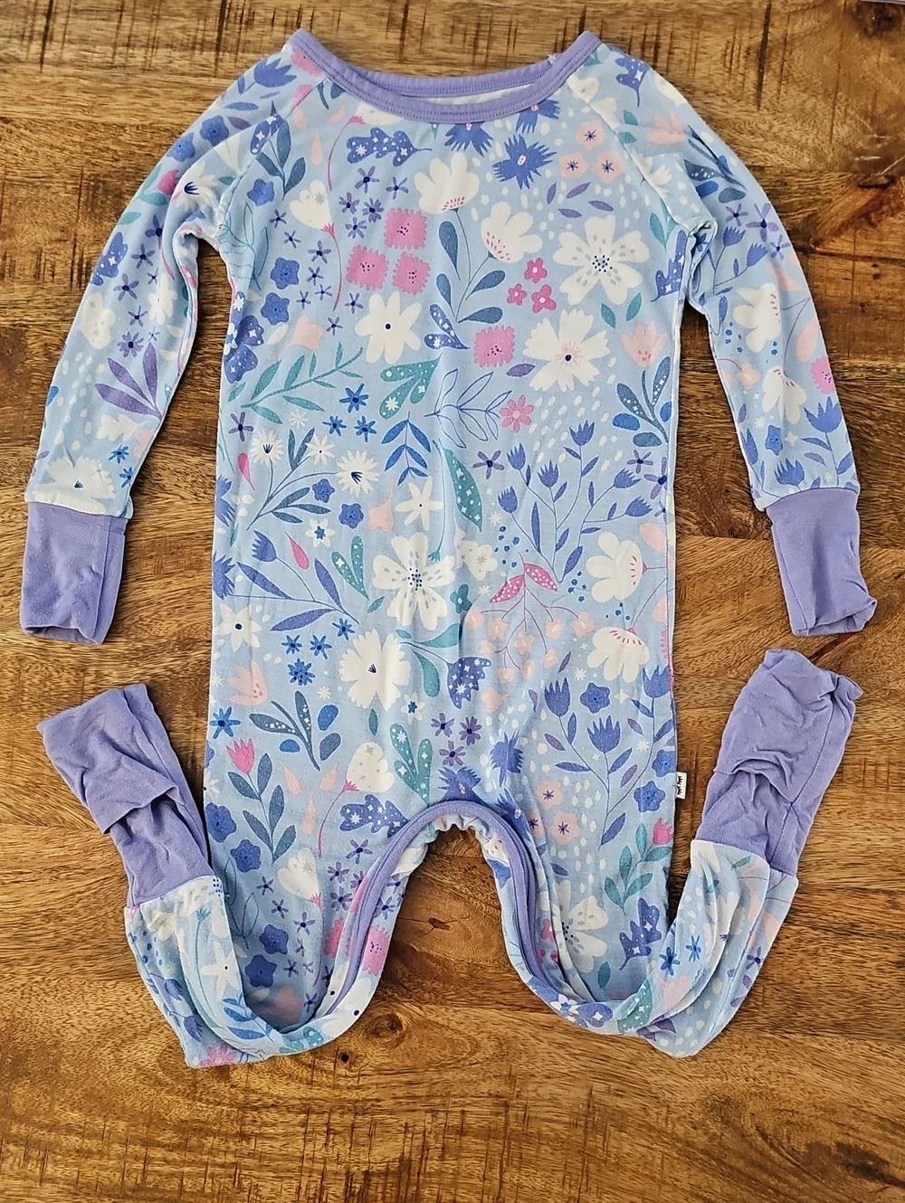 Little Sleepies Magical Meadows Winter Floral Bamboo Crescent Zippy 12-18M